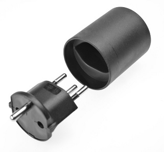 Fixadapter 3 polig, Schuko-CH, schwarz