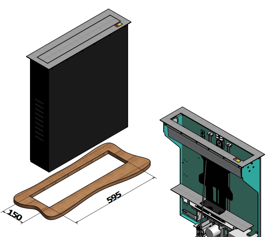 Monitor Lift, schwarz, Metall, 23" /Inox Deckel
