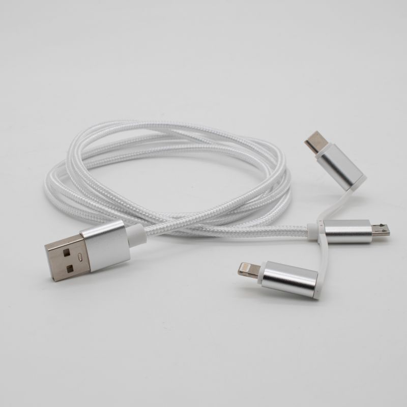 Lade- und Datentransferkabel 3in1, grau, 100cm